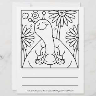 Cute Snail Summer Sunflower Garden Colouring Page