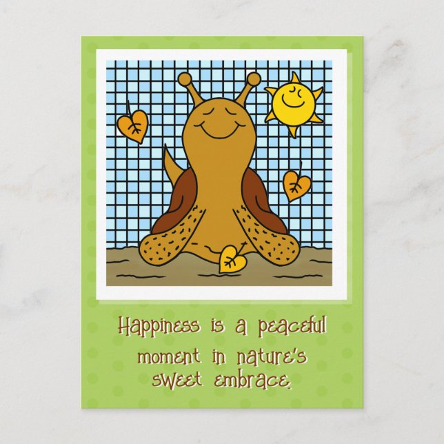 Cute Snail Sunshine And Leaf Mosaic Happy Fall Postcard (Front)