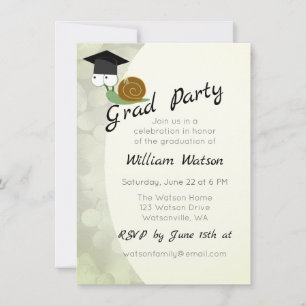 Cute Snail Themed Graduation Party Invitation
