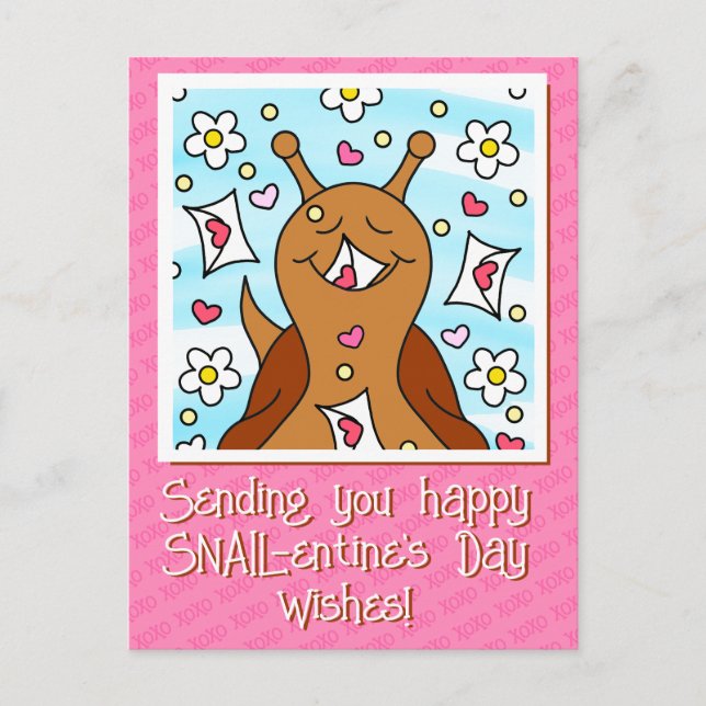 Cute Snail Valentines Day |  Holiday Postcard (Front)