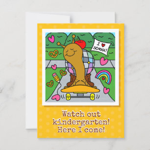 Cute Snail Watch Out Kindergarten Back To School Postcard