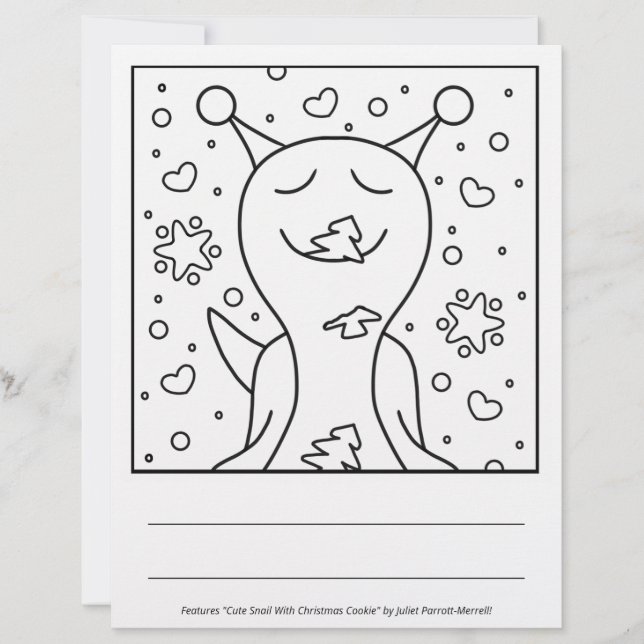 Cute Snail With Christmas Cookie | Colouring Page (Front)