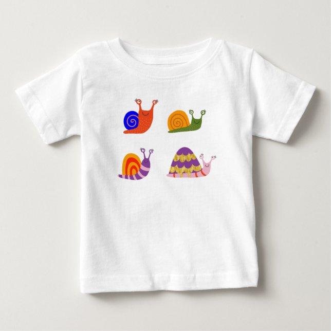 Cute Snails Baby Bodysuit - Funny Kids One sie (Front)