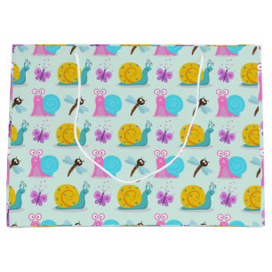 Cute Snails, Butterflies and Dragonflies Large Gift Bag