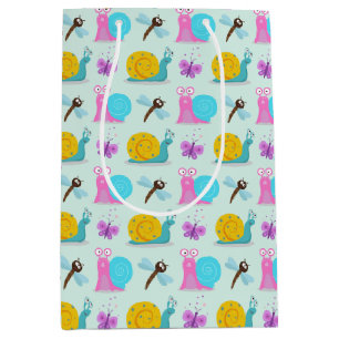 Cute Snails, Butterflies and Dragonflies Medium Gift Bag
