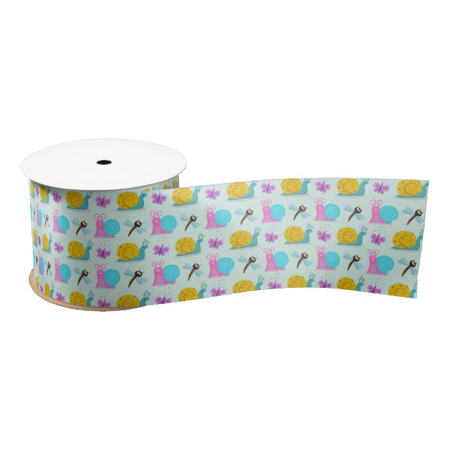 Cute Snails, Butterflies and Dragonflies  Satin Ribbon (Spool)