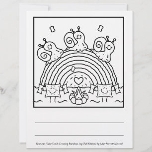 Cute Snails Rainbow Log Fall Colouring Page