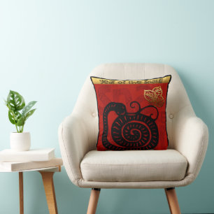 Cute Snake Chinese New Year Zodiac Birthday SqP Cushion