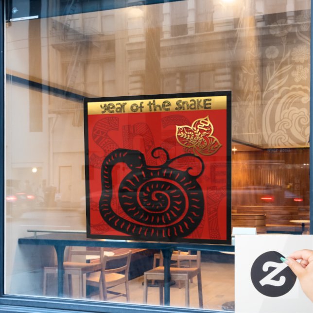 Cute Snake Chinese New Year Zodiac Birthday SqWC (Cafe Window)