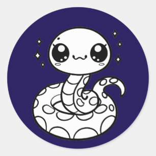 Cute snake classic round sticker