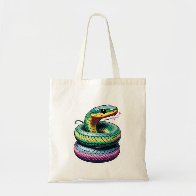 Cute Snake Illustration Tote Bag (Front)