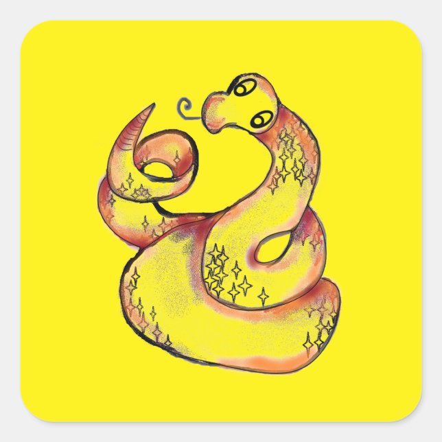 Cute snake square sticker (Front)