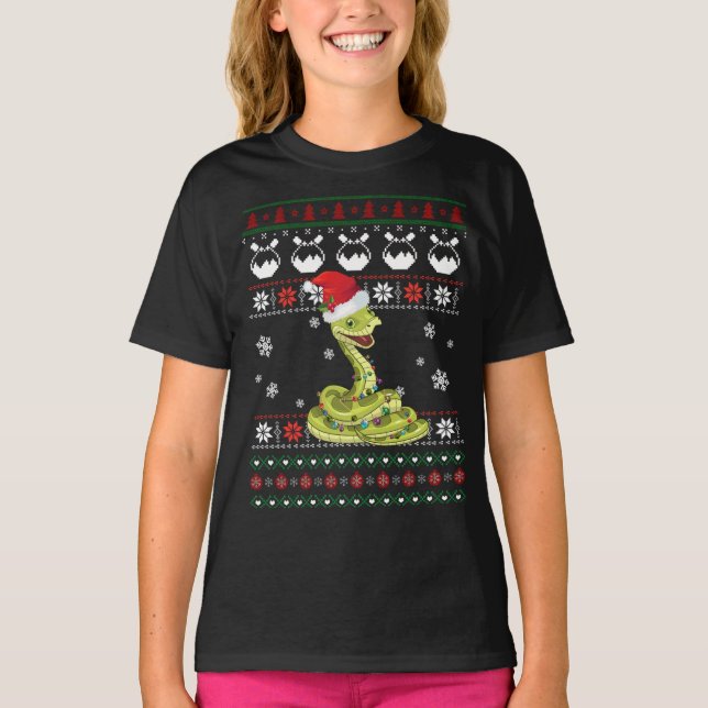 Cute Snake Ugly Sweater Christmas Light Pajama (Front)