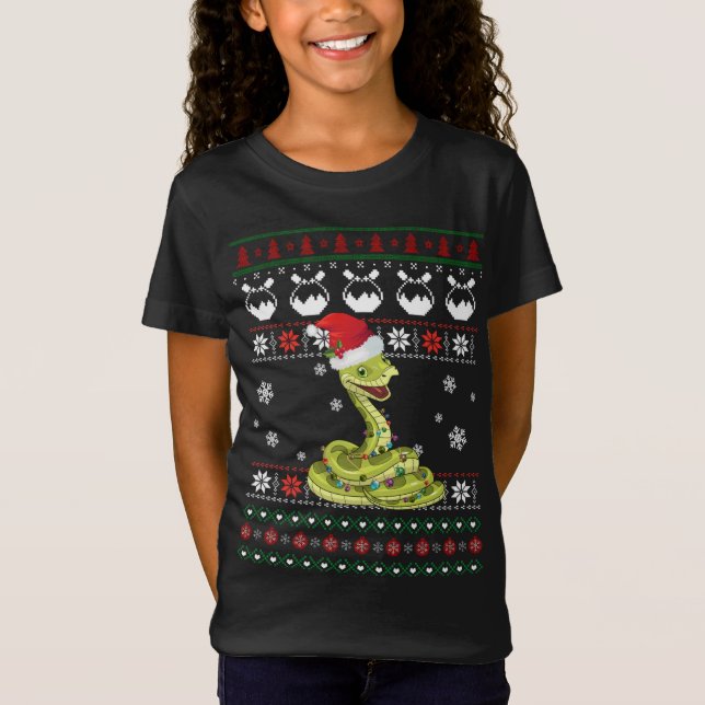 Cute Snake Ugly Sweater Christmas Light Pajama Gif (Front)