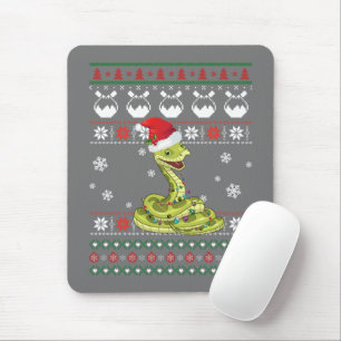 Cute Snake Ugly Sweater Christmas Light Pajama Mouse Pad