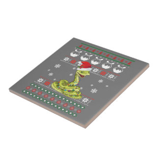 Cute Snake Ugly Sweater Christmas Light Pajama Tile