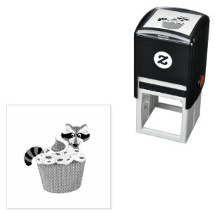 Cute Sneaky Racoon & Chocolate Chip Cupcake Self-inking Stamp