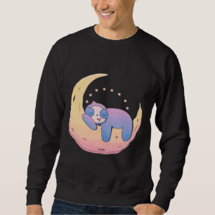 Cute Snoozing Sloth On Moon Sweatshirt
