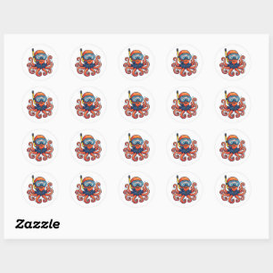 Cute Snorkeling Octopus - Ocean Explorer Classic Round Sticker