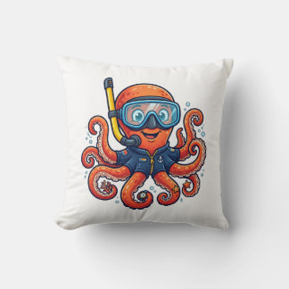 Cute Snorkeling Octopus - Ocean Explorer Cushion