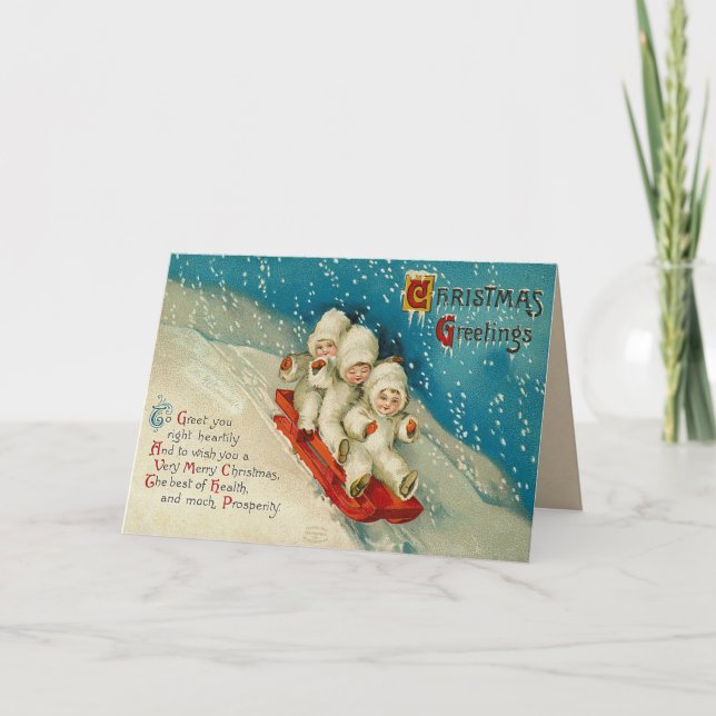 Cute Snow Babies Christmas Card (Front)