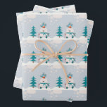 Cute Snow Bear Kids Christmas Wrapping Paper Sheet<br><div class="desc">Adorable snow bear and Christmas tree design make the perfect gift wrap for the Christmas holiday season.</div>
