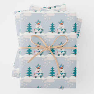 Cute Snow Bear Kids Christmas Wrapping Paper Sheet