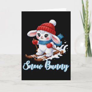 Cute Snow Bunny Ski Lover Winter Downhill Skiing B Card