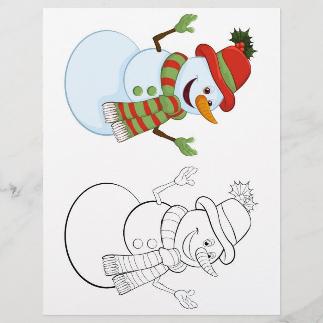 Cute snow cartoon colouring page  (Front)