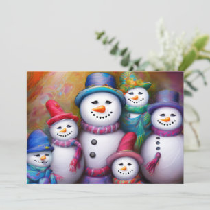 Cute snow family budget Christmas Holiday Card