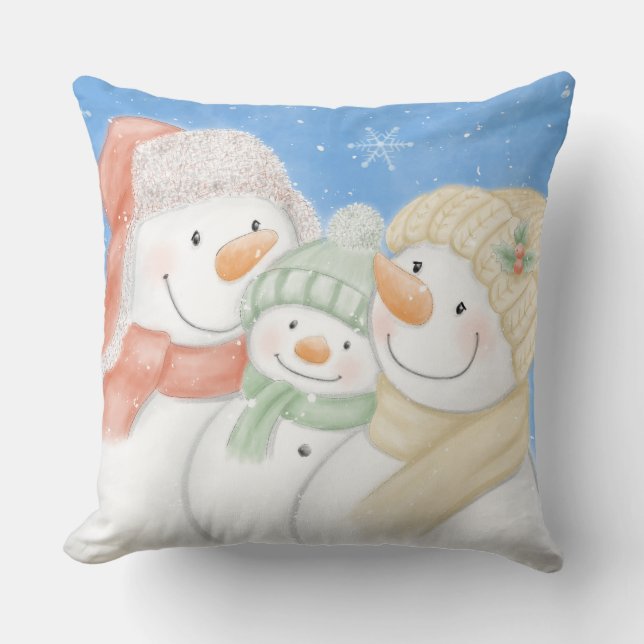 Cute Snow Family  Cushion (Front)