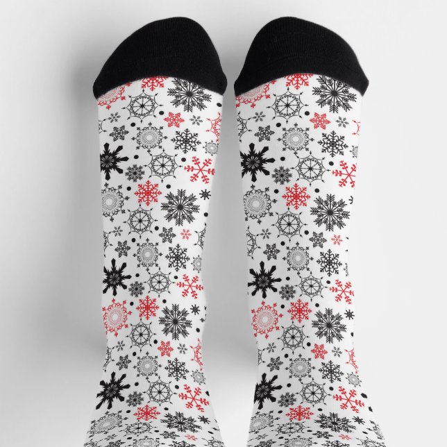 Cute Snow Flakes Colourful Illustration Pattern Socks (Top)