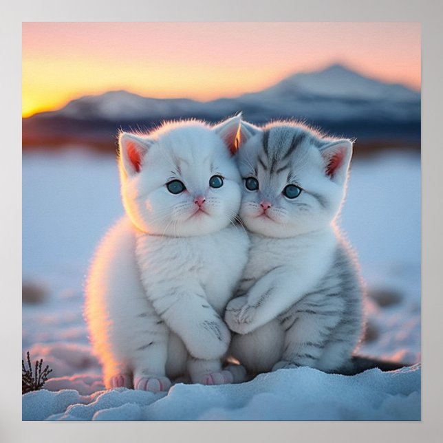 Cute Snow Kittens Poster (Front)