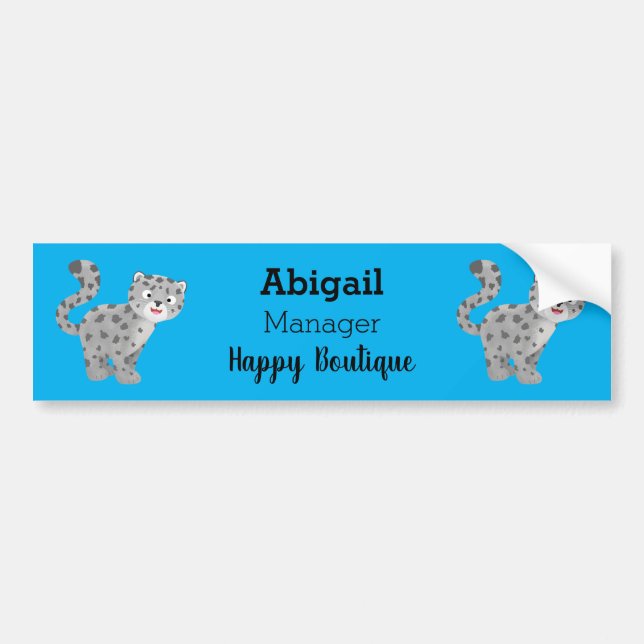 Cute snow leopard cartoon illustration bumper sticker (Front)