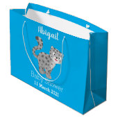 Cute snow leopard cartoon illustration large gift bag (Back Angled)