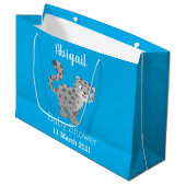 Cute snow leopard cartoon illustration large gift bag (Front Angled)