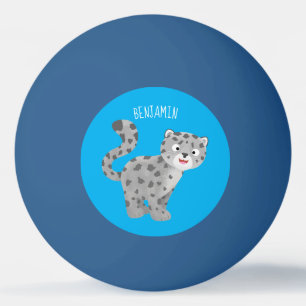 Cute snow leopard cartoon illustration ping pong ball