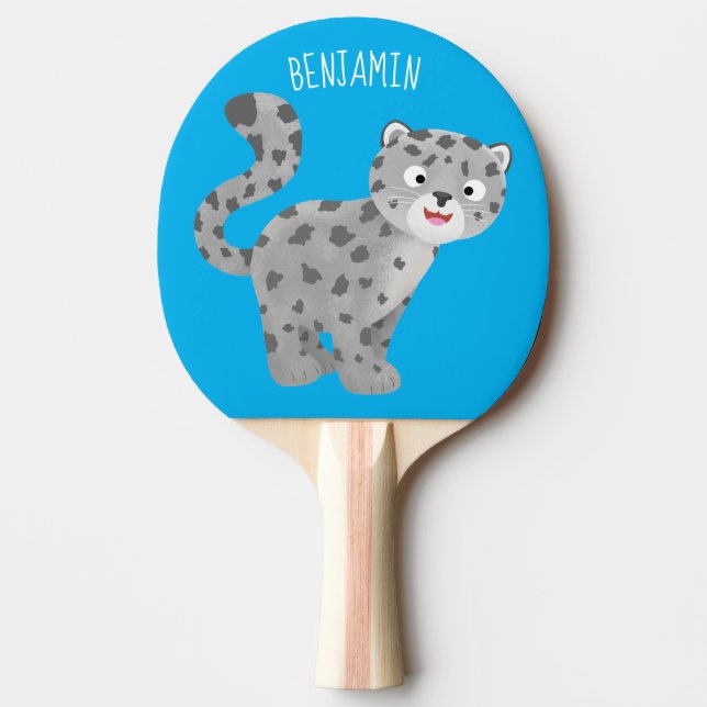 Cute snow leopard cartoon illustration ping pong paddle (Front)