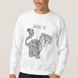 Cute snow leopard cartoon illustration sweatshirt