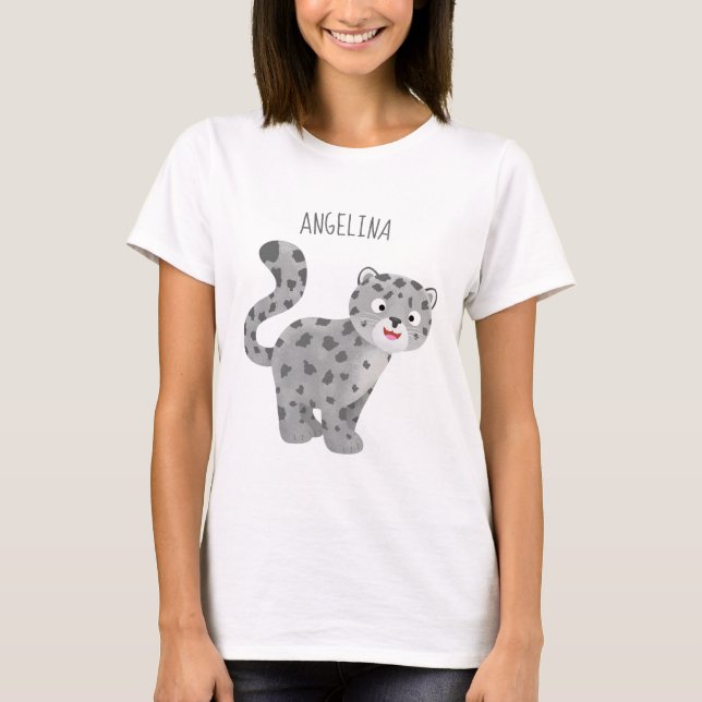 Cute snow leopard cartoon illustration T-Shirt (Front)
