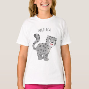 Cute snow leopard cartoon illustration T-Shirt