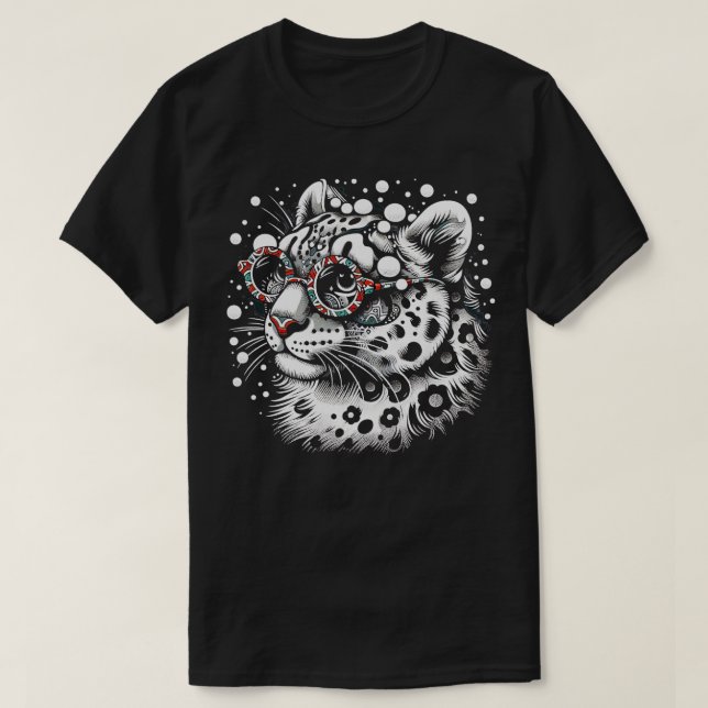 Cute Snow Leopard Cub Big Cat Animal Art 2 T-Shirt (Design Front)
