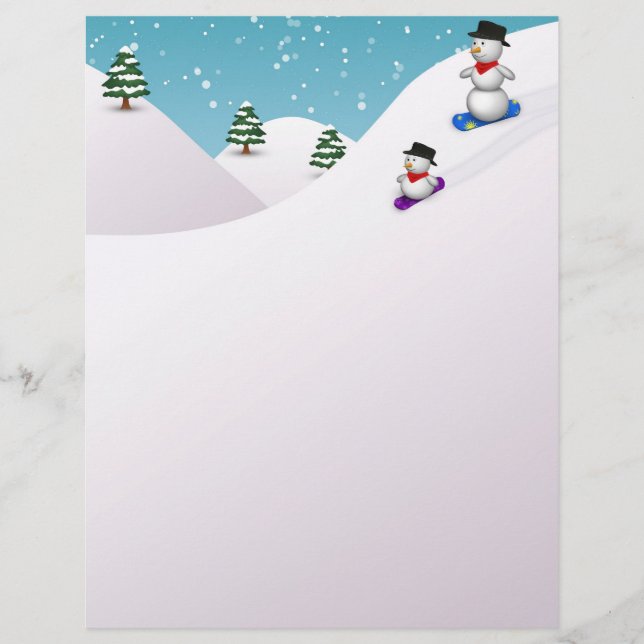 Cute Snowboarding Snowmen (Front)