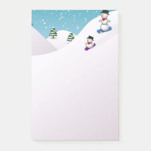 Cute Snowboarding Snowmen Post-it Notes