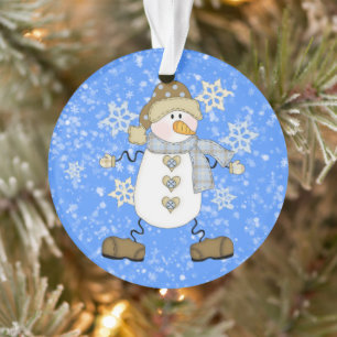Cute Snowflake Christmas Snowman Personalised Ornament