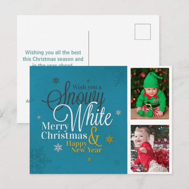  Cute Snowflake Kids Family Photo Christmas Holiday Postcard (Front/Back)