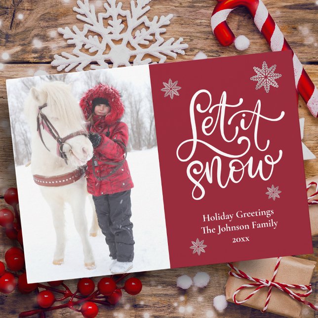 Cute Snowflake Let It Snow Christmas Photo Holiday Card (Creator Uploaded)