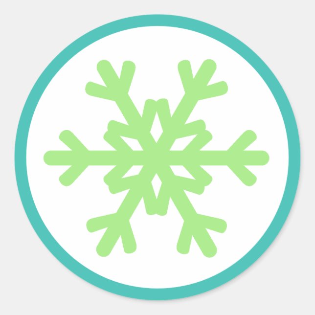 Cute Snowflake Lime Aqua Stickers (Front)