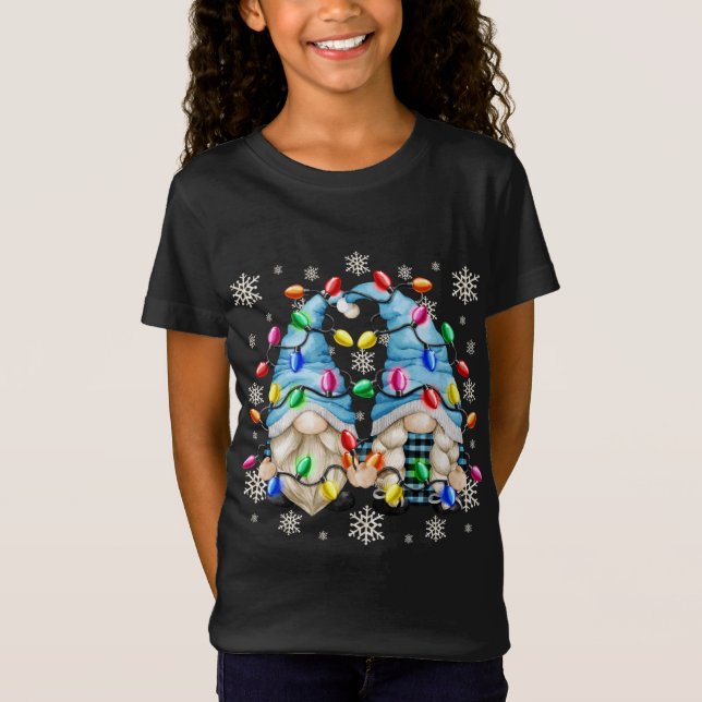 Cute Snowflake Pattern And Christmas Gnome Christm T-Shirt (Front)
