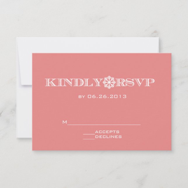 Cute Snowflake Peach Wedding RSVP Cards (Front)